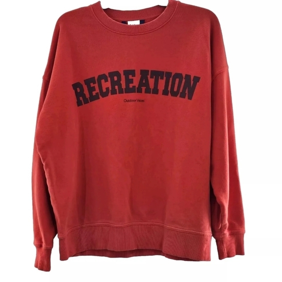 Outdoor Voices “Recreation” Crewneck Sweatshirt In Red Size XS Oversized Comfy - Picture 1 of 7